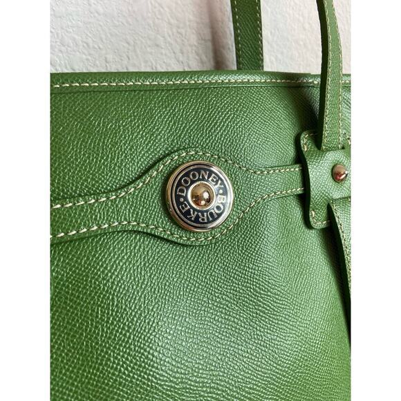 DOONEY & BOURKE Smooth Green Leather Satchel Shoulder Hand Bag - Picture 3 of 12